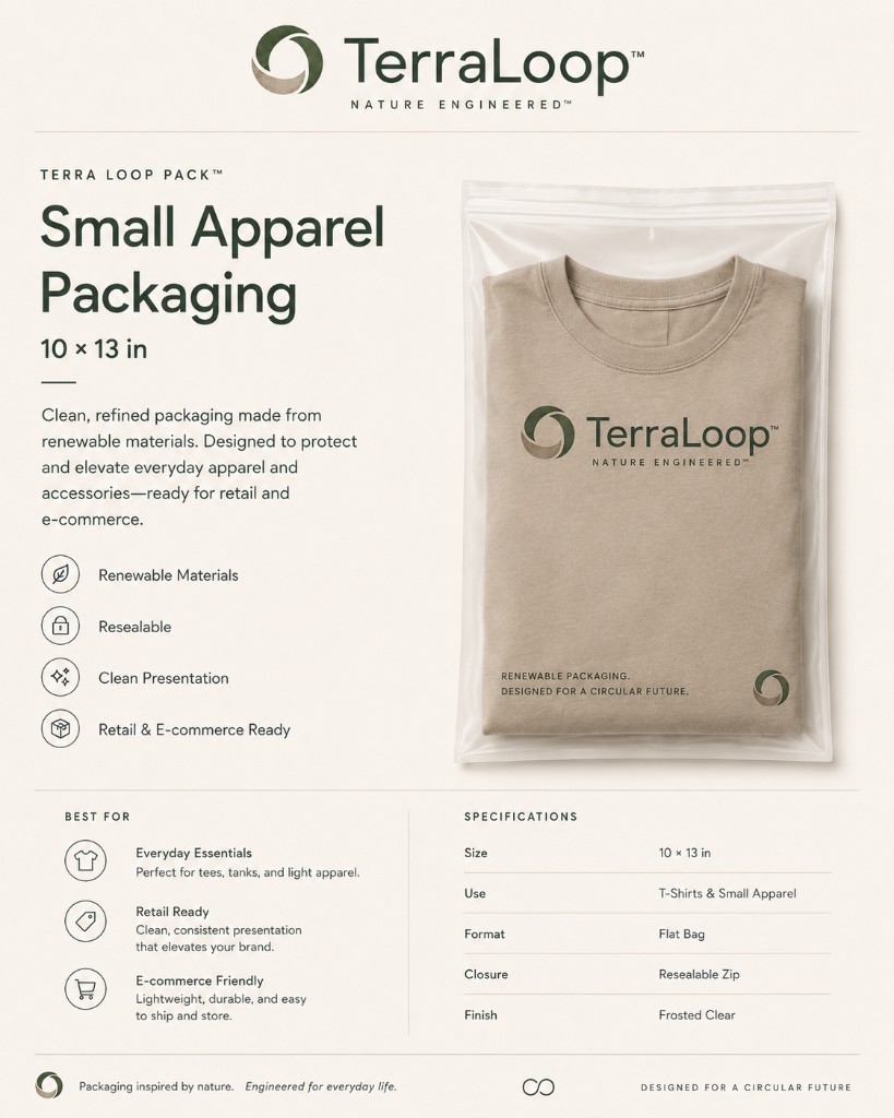 100% Compostable Premium Clothing Bag — 9 × 12 in