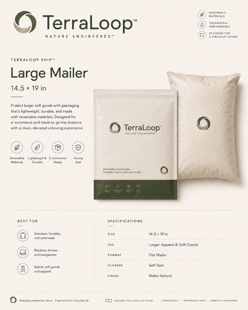 100% Compostable Poly Mailer — 14.5 × 19 in