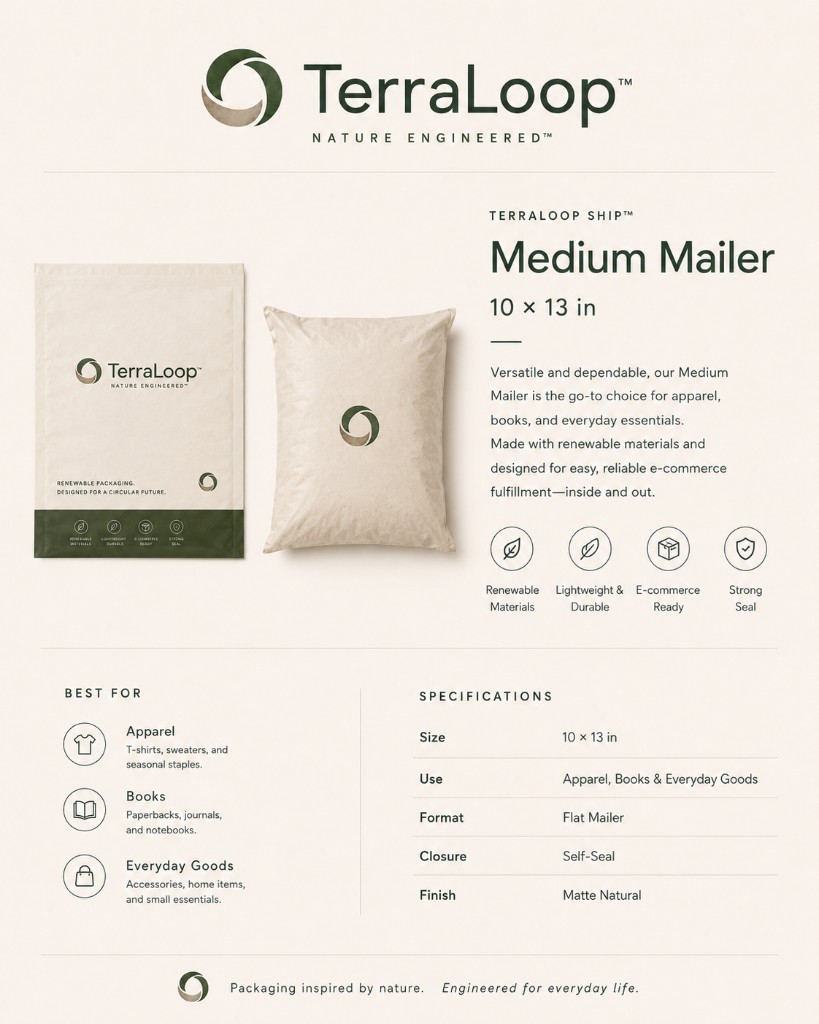 100% Compostable Poly Mailer — 10 × 13 in
